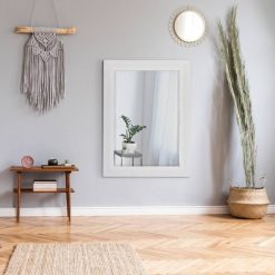 Discount 𧨠29.5" x 35.5" Textured Wash Plank Frame Mirror White - Head West βοΈ