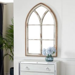 Coupon ✔️ Olivia & May 31.5" x 51" Large Wood Arched Wall Mirror with Window Frame White - Olivia & May 😉