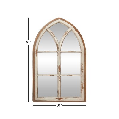 Coupon ✔️ Olivia & May 31.5" x 51" Large Wood Arched Wall Mirror with Window Frame White - Olivia & May 😉 - Image 2
