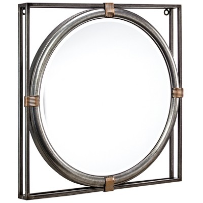 Deals π E2 Concepts 21" Square Metal Framed Vanity Wall Mirror Antiqued Silver - American Art Decor β¨