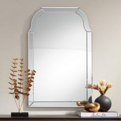 Best Pirce 👍 Possini Euro Design Arched Top Vanity Frameless Wall Mirror Mirrored Tiled Beveled Glass 23 1/2" Wide for Bathroom Bedroom 🛒