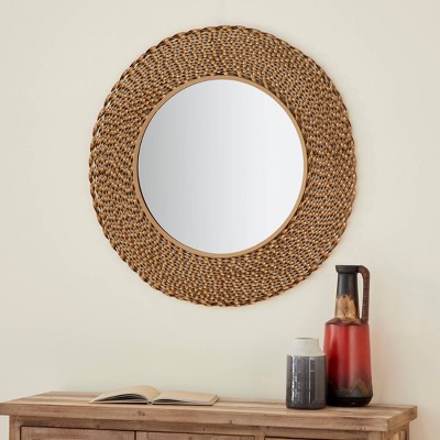 Discount π Olivia & May 35" x 35" Modern Style Large Round Twisted Metal Wall Mirror Gold - Olivia & May π