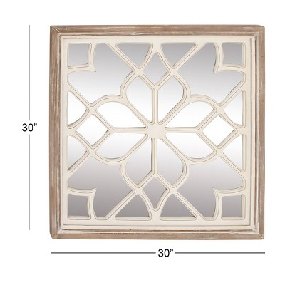Budget βοΈ Olivia & May 30" x 30" Modern Wooden Lattice Mirrored Decor - Olivia & May π - Image 2