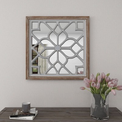 Budget βοΈ Olivia & May 30" x 30" Modern Wooden Lattice Mirrored Decor - Olivia & May π - Image 3