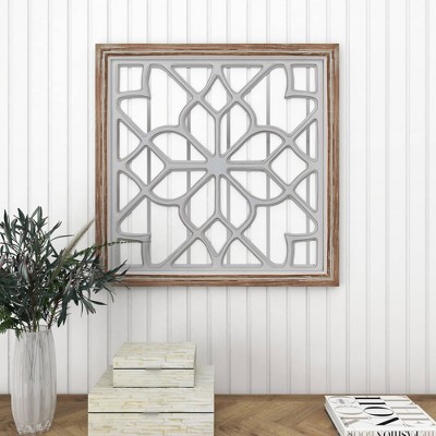 Budget βοΈ Olivia & May 30" x 30" Modern Wooden Lattice Mirrored Decor - Olivia & May π - Image 4