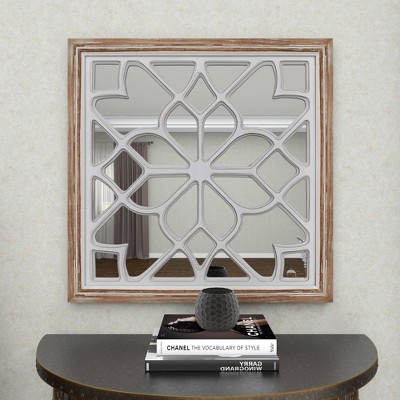 Budget βοΈ Olivia & May 30" x 30" Modern Wooden Lattice Mirrored Decor - Olivia & May π - Image 5