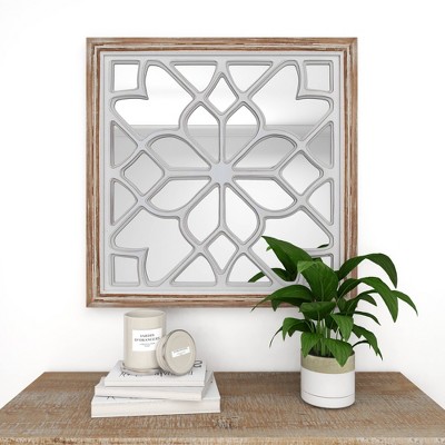 Budget βοΈ Olivia & May 30" x 30" Modern Wooden Lattice Mirrored Decor - Olivia & May π - Image 6