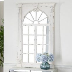 Brand new 🌟 Olivia & May 33" x 52" Extra Large Rectangular Antique Window Framed Wall Mirror White - Olivia & May 🧨