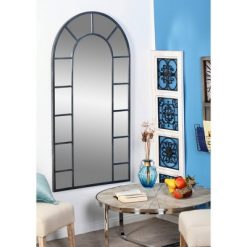 Budget ✔️ Olivia & May 60" x 32" Contemporary Iron and Wood Framed Arched Wall Mirror Silver - Olivia & May ⌛