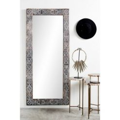 Best Sale ⭐ Olivia & May 32" x 71" Large Rectangular Wooden Wall Mirror with Hand Carved Eclectic Design and Whitewash Finish - Olivia & May 🎁