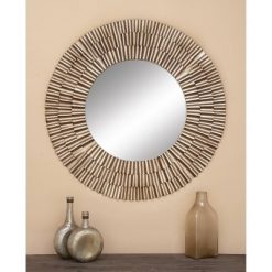 Best deal 😉 Olivia & May Contemporary Fluted Iron and Wood Wall Mirror - Olivia & May 🤩