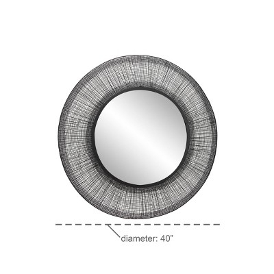 Hot Sale βοΈ Olivia & May 40" x 40" Large Round Metal Wall Mirror with Mesh Frame Black - Olivia & May π - Image 2