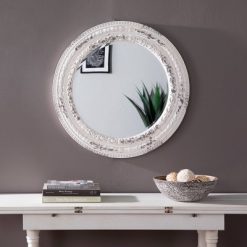 Cheapest 🧨 31.5" x 31.5" Round Morsea Decorative Wall Mirror Whitewashed - Southern Enterprises 🌟