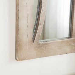 Promo 🔔 Olivia & May 36" x 44" Wood Cathedral Wall Mirror Distressed Beige - Olivia & May 🔥