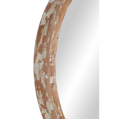 Coupon π Olivia & May 39" x 39" Vintage Style Distressed Large Round Wood Wall Mirror - Olivia & May π - Image 3