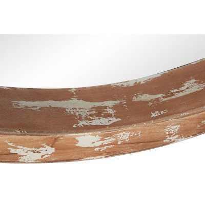 Coupon π Olivia & May 39" x 39" Vintage Style Distressed Large Round Wood Wall Mirror - Olivia & May π - Image 4