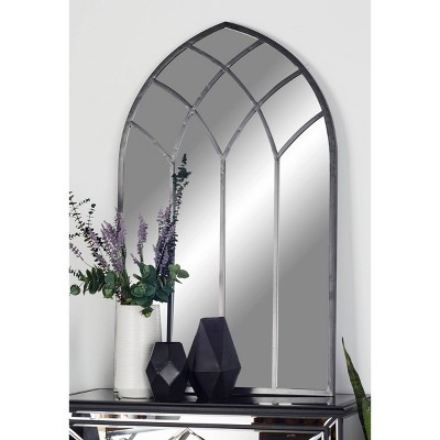 New π Olivia & May Modern Iron Framed Arched Window Wall Mirror Gray - Olivia & May β€οΈ