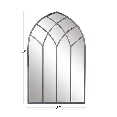 New π Olivia & May Modern Iron Framed Arched Window Wall Mirror Gray - Olivia & May β€οΈ - Image 2