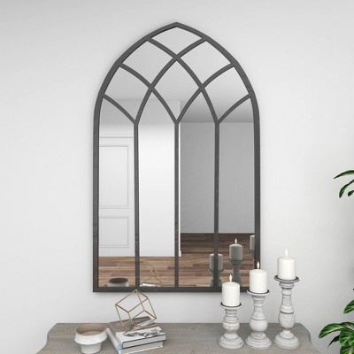 New π Olivia & May Modern Iron Framed Arched Window Wall Mirror Gray - Olivia & May β€οΈ - Image 3