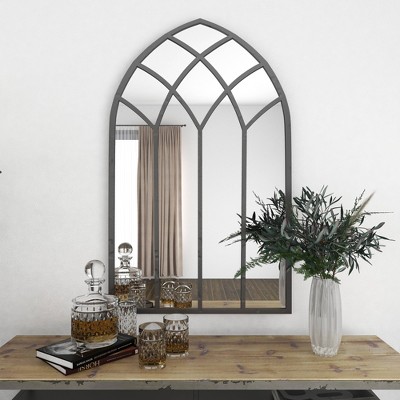 New π Olivia & May Modern Iron Framed Arched Window Wall Mirror Gray - Olivia & May β€οΈ - Image 5