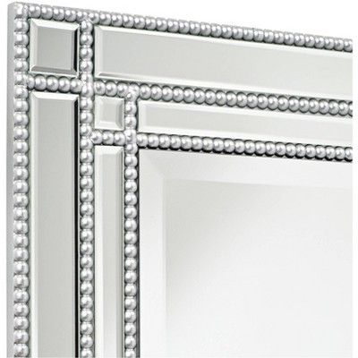 Promo π Noble Park Rectangular Vanity Wall Mirror Modern Shiny Silver Leaf Mirrored Frame Beveled 23" Wide Bathroom Bedroom Living Room π - Image 2