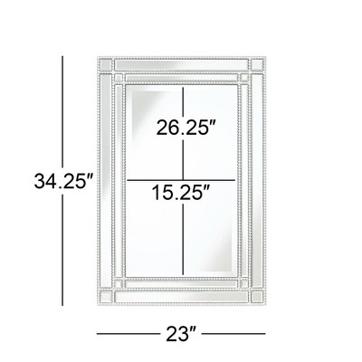 Promo π Noble Park Rectangular Vanity Wall Mirror Modern Shiny Silver Leaf Mirrored Frame Beveled 23" Wide Bathroom Bedroom Living Room π - Image 4