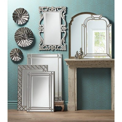 Promo π Noble Park Rectangular Vanity Wall Mirror Modern Shiny Silver Leaf Mirrored Frame Beveled 23" Wide Bathroom Bedroom Living Room π - Image 6