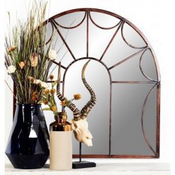 New 🎁 Olivia & May 35" Modern Iron Arched Window Pane Wall Mirror Black - Olivia & May ❤️