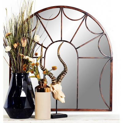 New 🎁 Olivia & May 35" Modern Iron Arched Window Pane Wall Mirror Black - Olivia & May ❤️