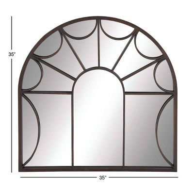 New 🎁 Olivia & May 35" Modern Iron Arched Window Pane Wall Mirror Black - Olivia & May ❤️ - Image 2