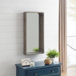 Budget 🎁 32" x 15.75" Shadow Box Wall Mirror White Wash Wood - Danya B. 😍