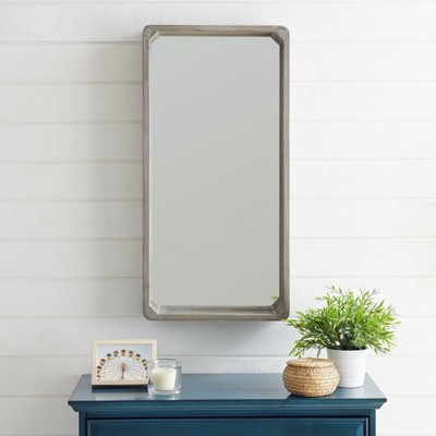 Budget π 32" x 15.75" Shadow Box Wall Mirror White Wash Wood - Danya B. π - Image 2
