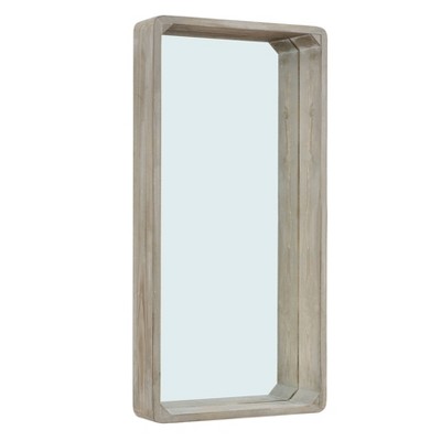 Budget π 32" x 15.75" Shadow Box Wall Mirror White Wash Wood - Danya B. π - Image 5