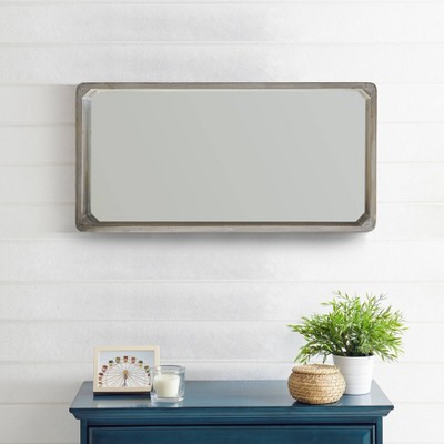 Budget π 32" x 15.75" Shadow Box Wall Mirror White Wash Wood - Danya B. π - Image 6