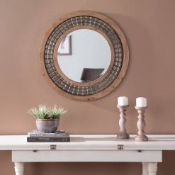 New 🧨 28" x 28" Round Gateno Decorative Wall Mirror Gold - Southern Enterprises 😀