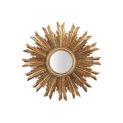 New π 35.5" Round Wood Sunburst Wall Mirror Gold Finish - 3R Studios π