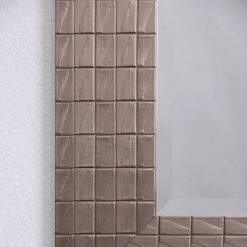 Budget 😉 Textured Decorative Wall Mirror with Beveled Edge White - Yosemite Home Decor 🌟