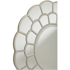 Best deal 🎉 Possini Euro Design Round Vanity Decorative Wall Mirror Modern Light Champagne Flower Scalloped Frame 32" Wide Bathroom Bedroom 💯