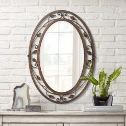 Buy 😍 Franklin Iron Works Oval Vanity Wall Mirror Vintage Rustic French Bronze Flower Vine Open Metal Frame Beveled 24" Wide Bathroom ✔️