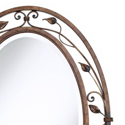 Buy π Franklin Iron Works Oval Vanity Wall Mirror Vintage Rustic French Bronze Flower Vine Open Metal Frame Beveled 24" Wide Bathroom βοΈ - Image 2