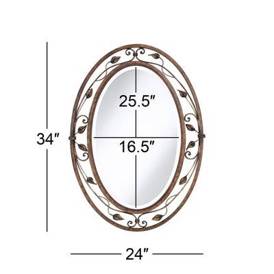 Buy π Franklin Iron Works Oval Vanity Wall Mirror Vintage Rustic French Bronze Flower Vine Open Metal Frame Beveled 24" Wide Bathroom βοΈ - Image 3