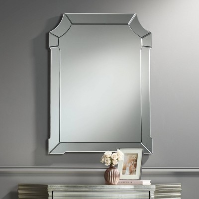 Buy ๐ Possini Euro Design Rectangular Cut Corner Vanity Wall Mirror Modern Mirrored Panel Frame Beveled Glass 26" Wide Bathroom Bedroom ๐ฏ