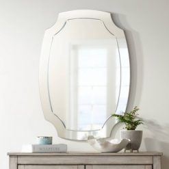 Cheap ⌛ Noble Park Cut Corner Oval Vanity Wall Mirror Modern Black Border Mirrored Frame Beveled 27 1/2" Wide for Bathroom Bedroom Home 🎁