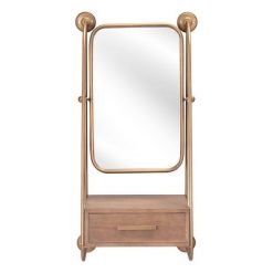 New 🔥 Piuma Shelf Decorative Wall Mirror Gold - ZM Home 🎉