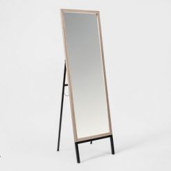 Promo ⭐ 20" x 66" Oak and Metal Modern Floor Mirror Brown - Project 62™ 🎉