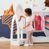 Wholesale 🎁 HOMCOM Kids Wooden Full Length Mirror Floor Standing Oval 👗 Dressing Mirror for Toddler with Multiple Angles to 👗 Dress-up and Make-up, White 👍
