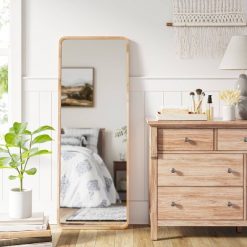 Cheapest 👏 22" x 60" Wood Leaner Mirror - Threshold™ Walnut Brown 🔔