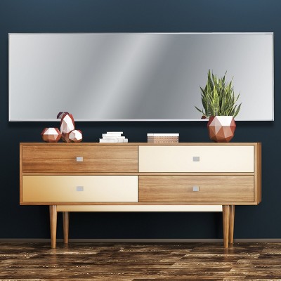 Best Pirce ⭐ 60"x20" Brushed Nickel Modern Leaner Decorative Wall Mirror Silver - Project 62™ 🛒 - Image 4