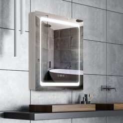 Wholesale โจ kleankin Dimmable LED Lighted Medicine Cabinet with Mirror, Wall-Mounted Bathroom Cabinet with 3-Tier Storage Shelves, Single Door, Smart Touch, Plug in โ๏ธ