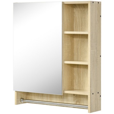 Buy ๐ฅ kleankin 23.5" x 27.5" Wall-Mounted Bathroom Medicine Cabinet, Vanity Mirror with 3 Storage Shelves , Inside Adjustable Shelf, and Towel Rack, Natural ๐ - Image 3